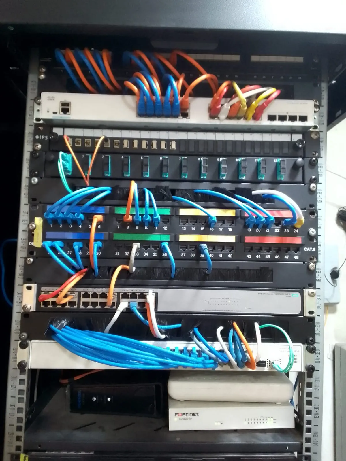 Baie de brassage Cat.6 avec switch Fortinet